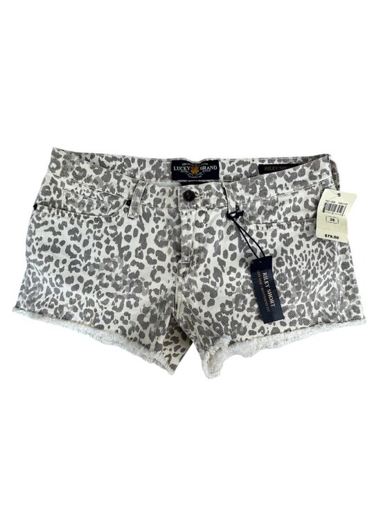 Lucky Brand Pants - Lucky Brand Riley Animal Print Denim Shorts 6/28 Spring Cheetah Beach Travel